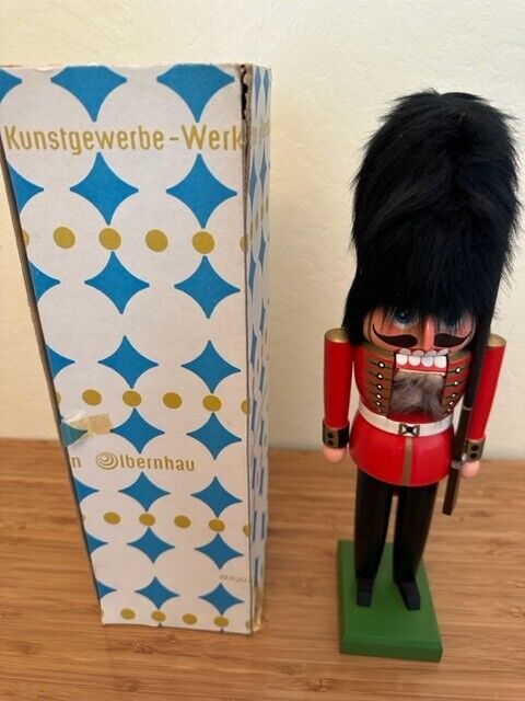 Vintage KWO Nutcracker Wooden Soldier With Box See Description 11 inches