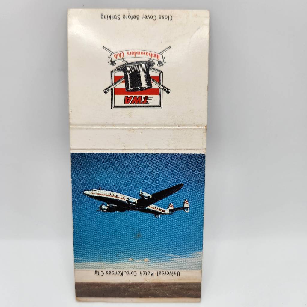 Vintage Matchbook TWA Ambassador Club Trans World Airlines Lockhead Constellatio