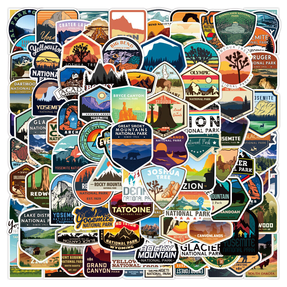 50/62/100pcs National Park Stickers US Traveling Outdoor Decals Gifts Decoration