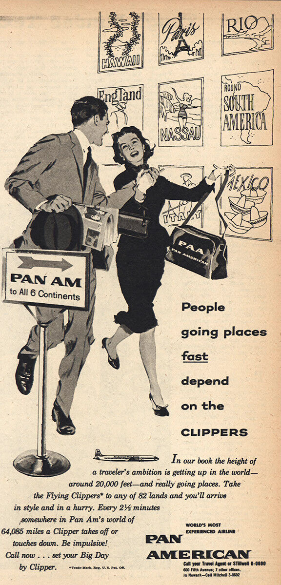 1957 Pan Am: People Going Places Vintage Print Ad