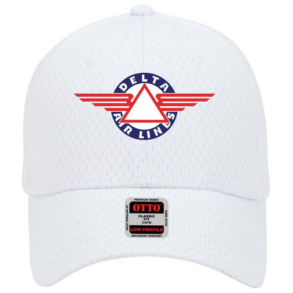 Delta Airlines Retro Vtg Logo Adjustable White Mesh Golf Baseball Cap Hat New