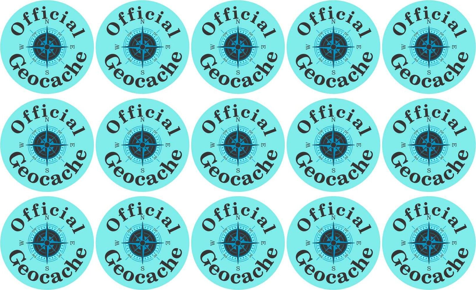 1in x 1in Teal Official Geocache Vinyl Stickers Car Truck Vehicle Bumper Decal