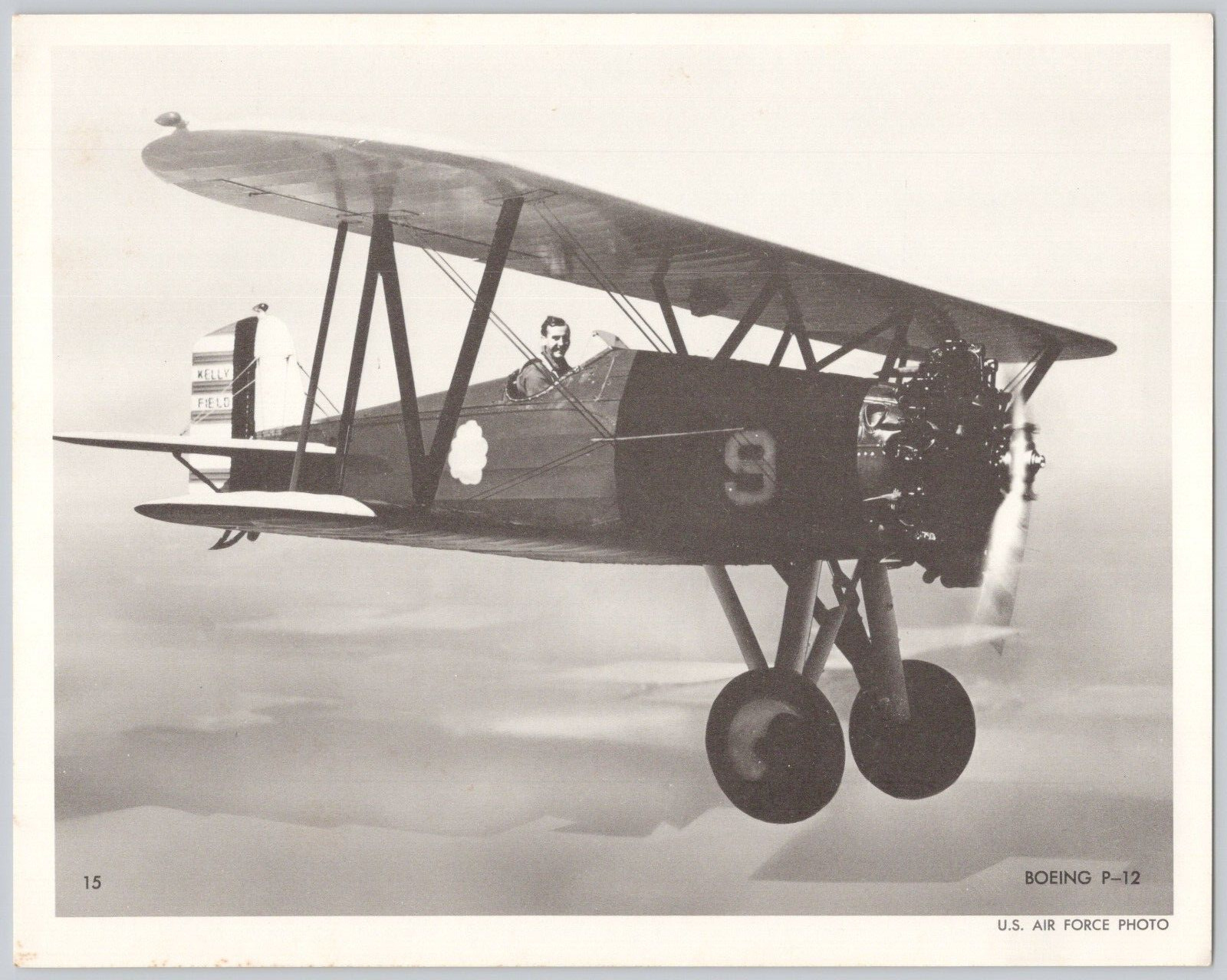 Photograph Boeing P-12 Pursuit Aircraft In Flight Vintage Military Aviation 8x10