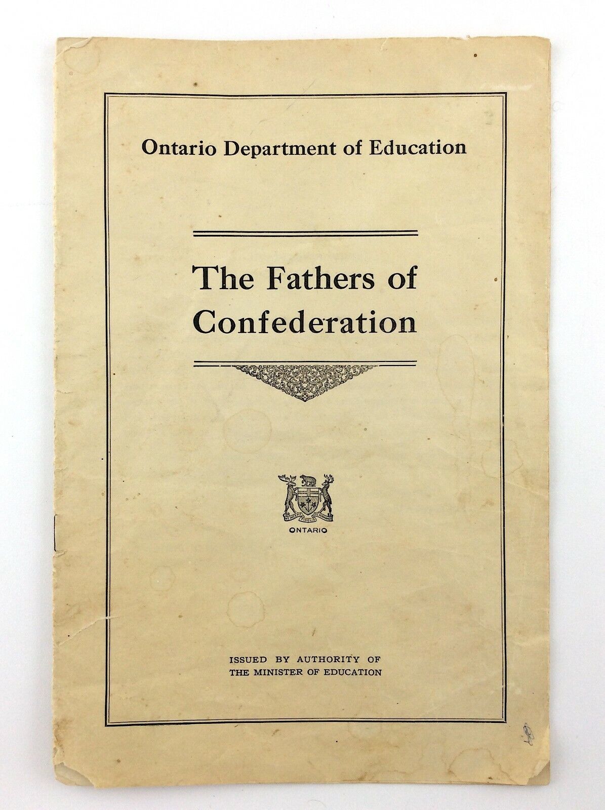 Vintage 1927 Fathers Of Confederation Ontario Department Education Booklet M427
