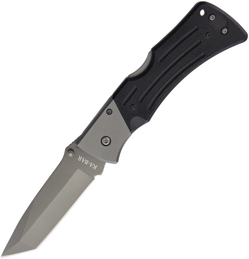 Ka Bar Mule Lockback Folding Knife Heavy Duty Plain Edge Tanto Black G10 3064