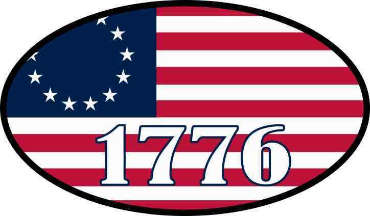 4.75in x 2.75in Oval 1776 Betsy Ross Flag Vinyl Sticker