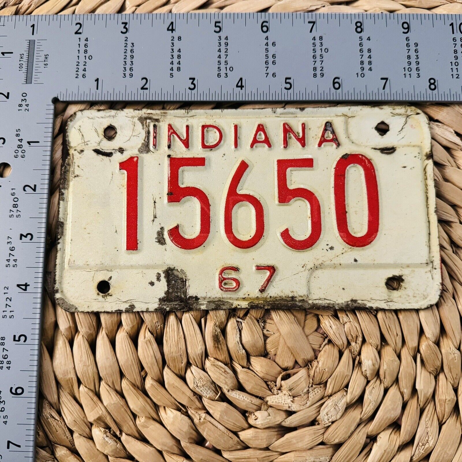 1967 Indiana MOTORCYCLE License Plate ALPCA Harley BMW Indian 15650