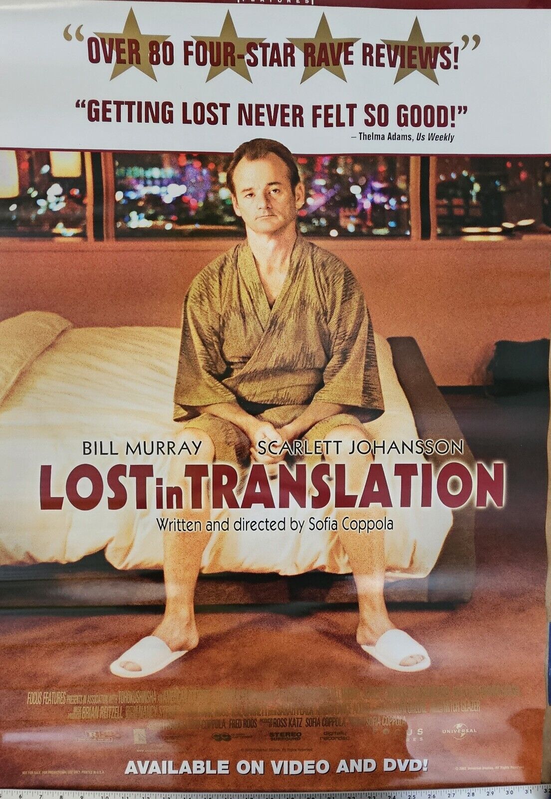 Bill Murray and Scarlett Johansson in Lost in Translation 27 x 40 DVD  poster