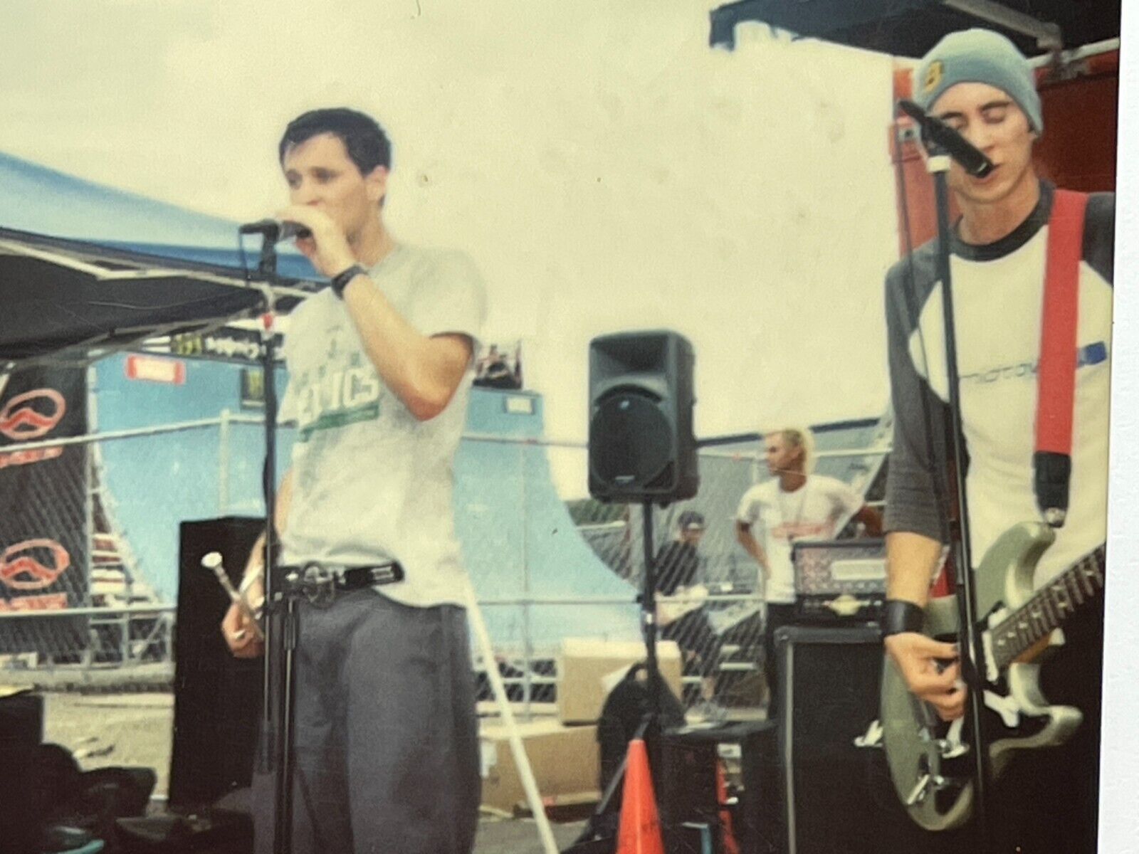 WF Photograph Polaroid Punk Band On Stage Singing Outside Venue 1990\'s