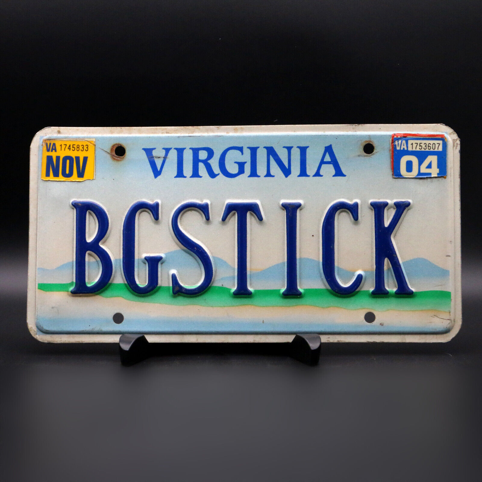 2004 Virginia BGSTICK Personalized License Plate Expired Car Tag Mountain Scene