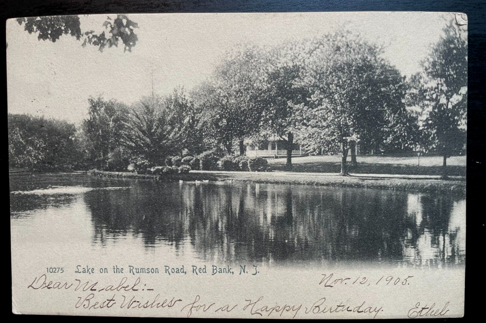 Vintage Postcard 1905 Lake on Rumson Road (Navesink River), Red Bank, NJ