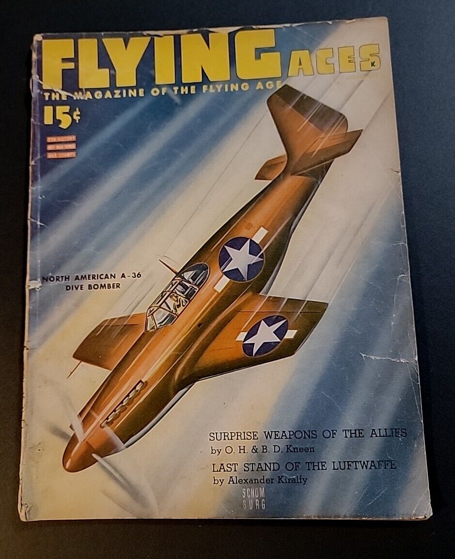 WW2✈️ 1943 NOV FLYING ACES MAGAZINE ILLUSTRATED FRONT COVER