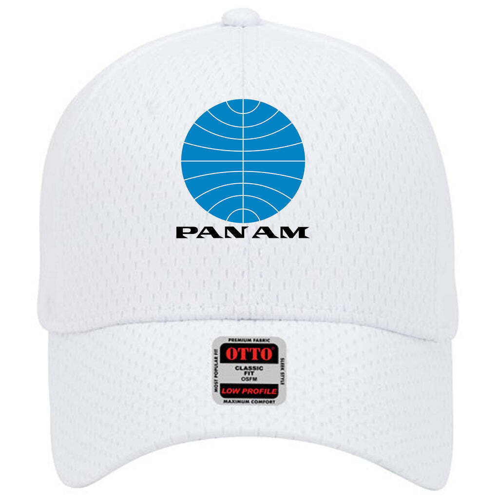 Pan Am American Globe Logo Adjustable Otto Classic White Mesh Baseball Cap Hat