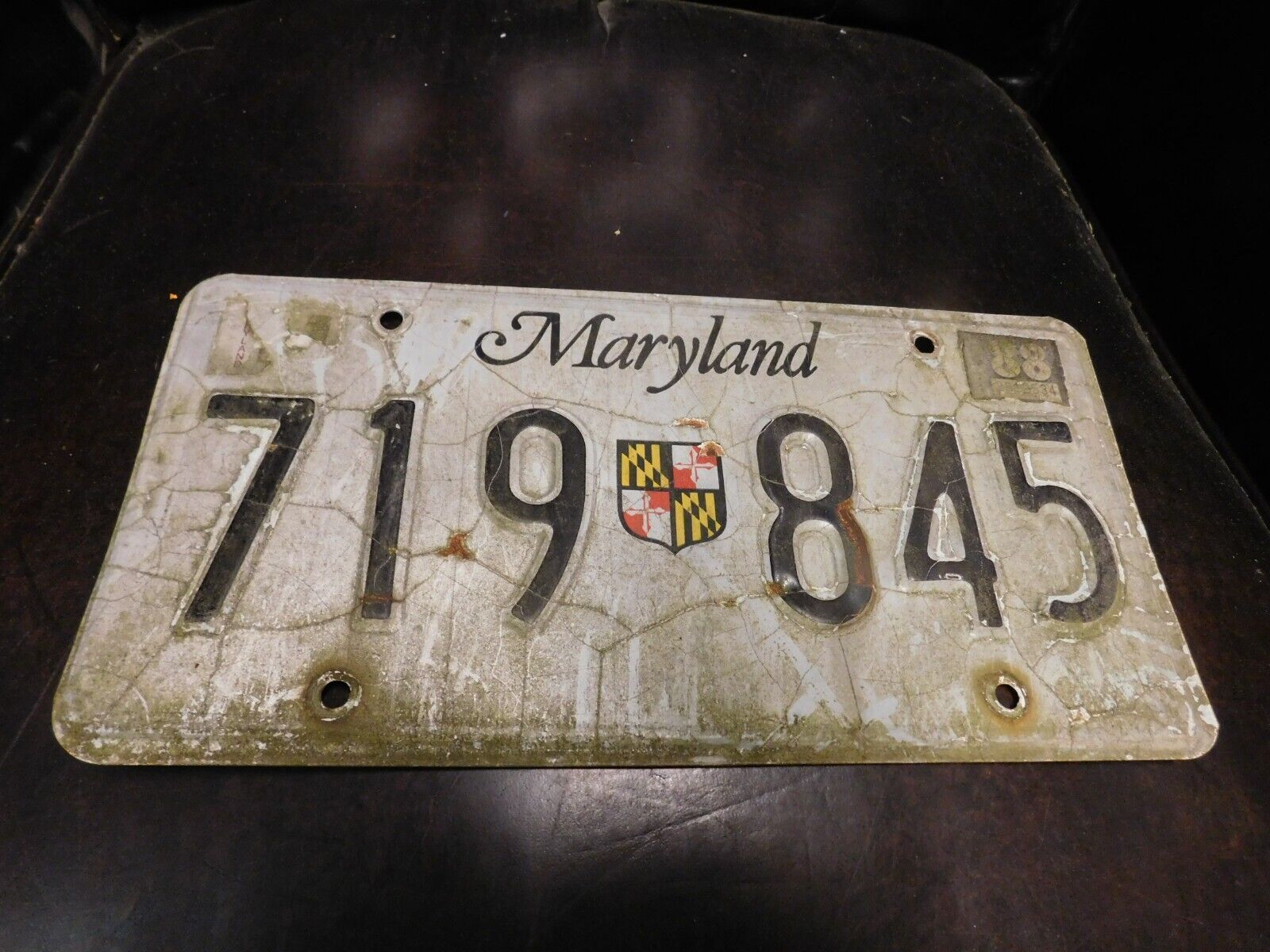 Maryland License Plate MD Tag # 719 845 1985 Hologram Truck