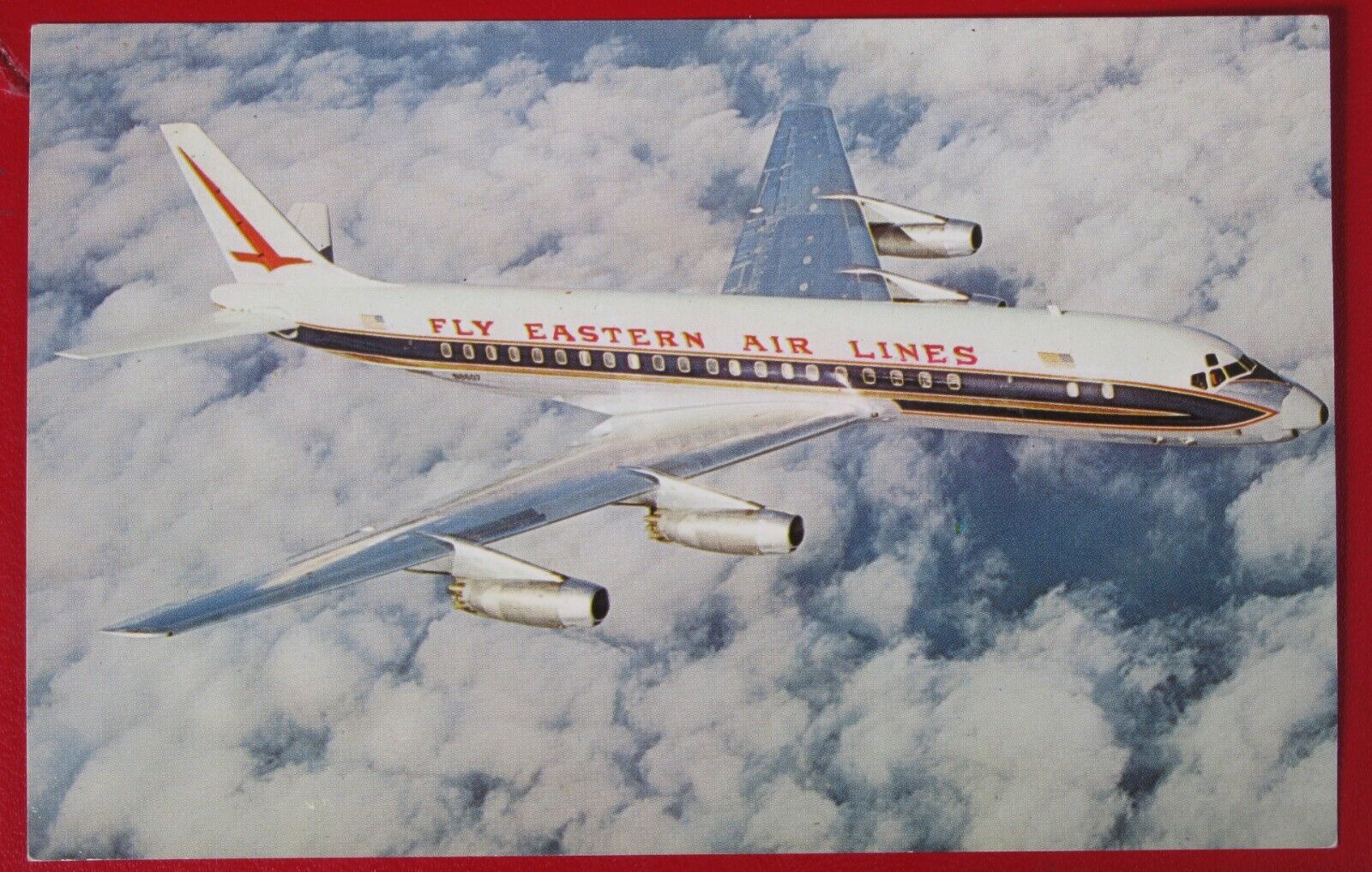 VINTAGE POSTCARD FLY EASTERN AIRLINES DC 8-B JET AIRPLANE 