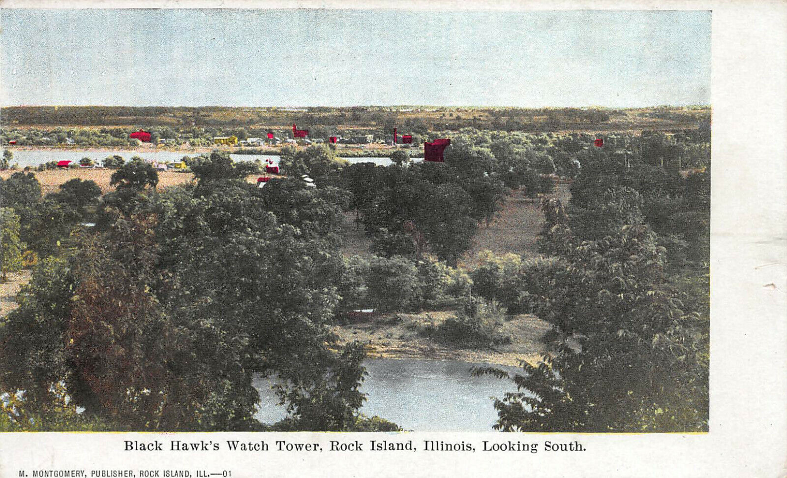 Black Hawk's Watch Tower, Rock Island, Illinois, Early Postcard, Used