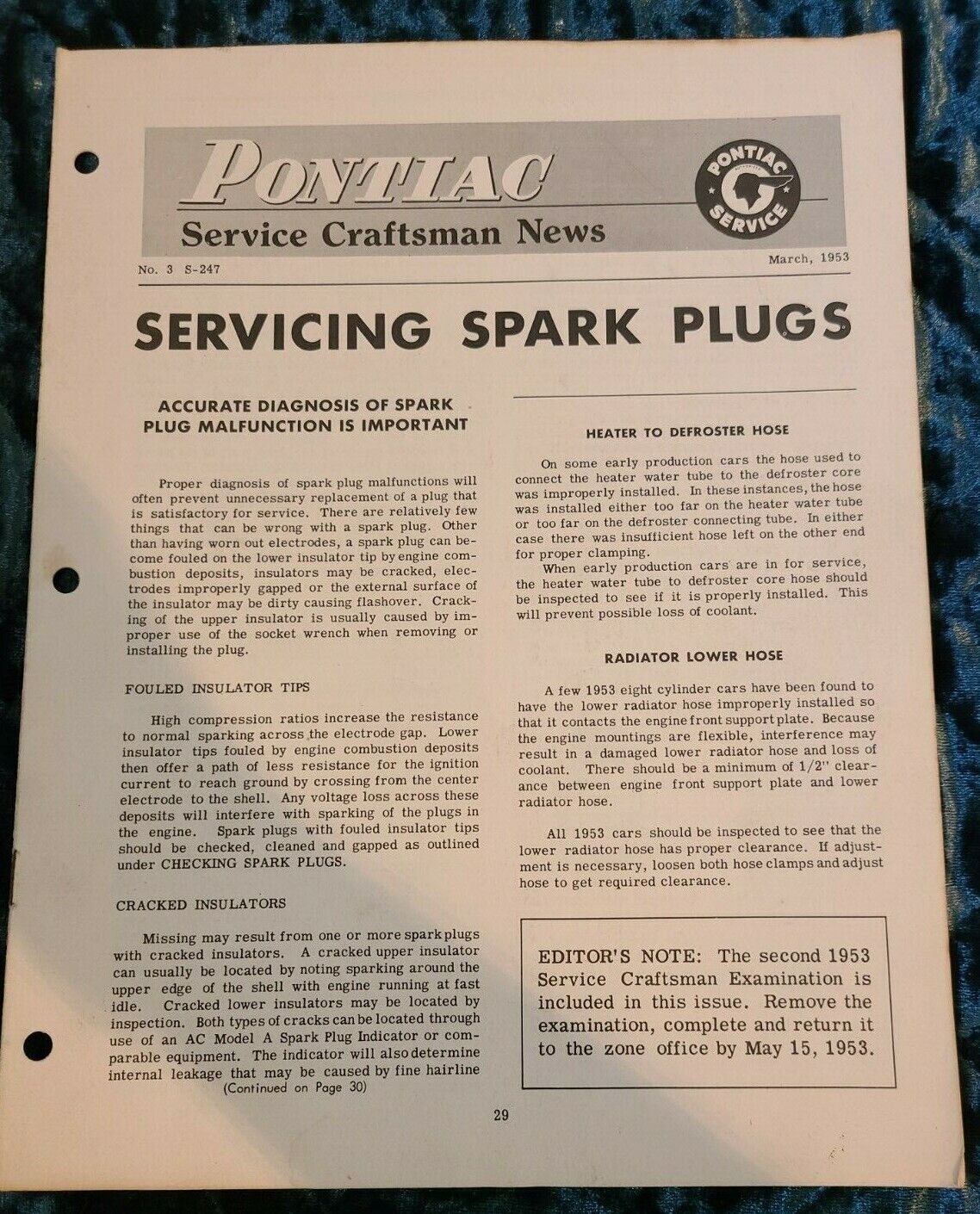 March 1953 Pontiac Service Craftsman News No.3 S-247 Booklet  B-A#52