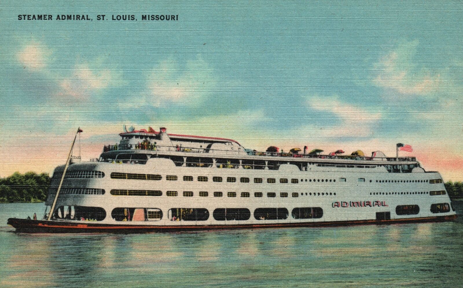 Vintage Postcard 1930\'s Steamer Admiral St. Louis Missouri Gibson Merchandise