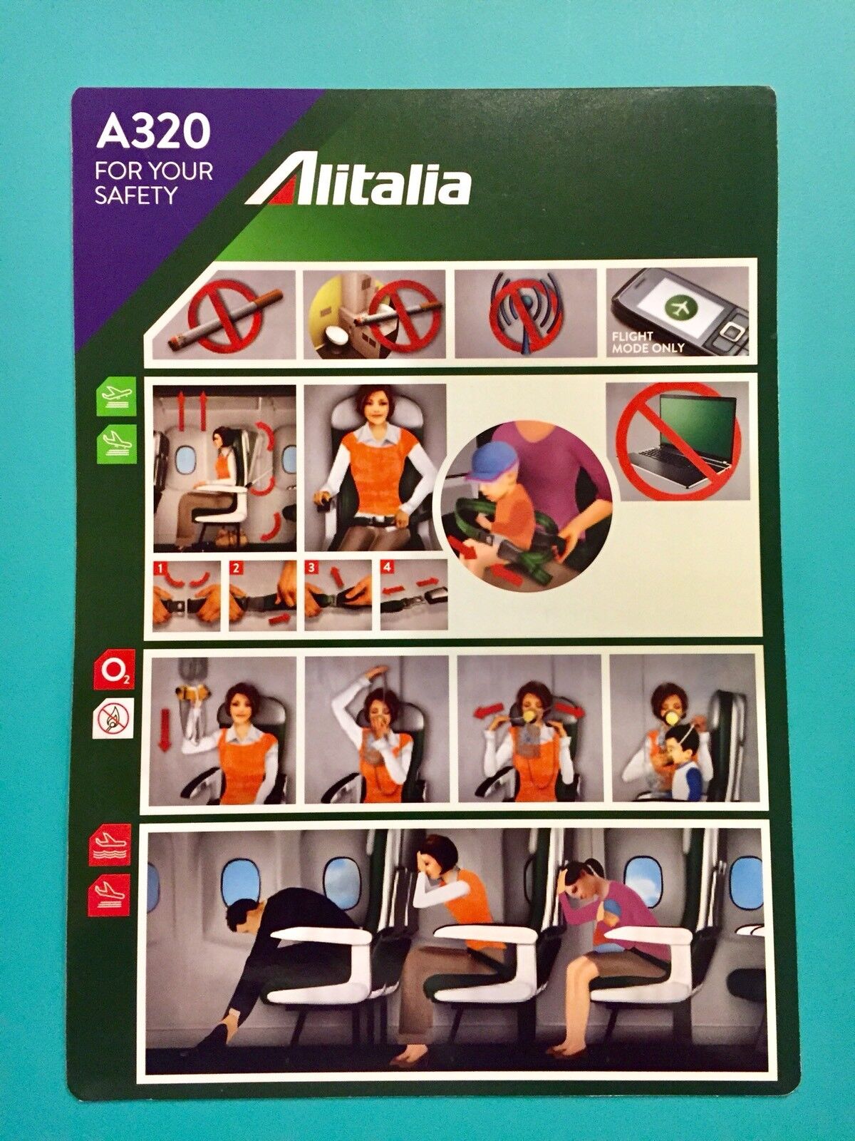 2015 ALITALIA AIRLINES SAFETY CARD--AIRBUS 320