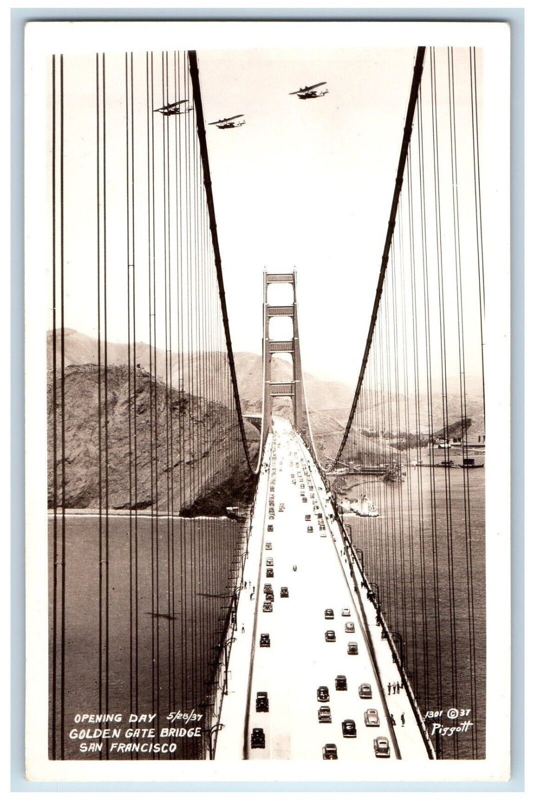 San Francisco California CA Postcard RPPC Opening Day Golden Gate Bridge c1940's