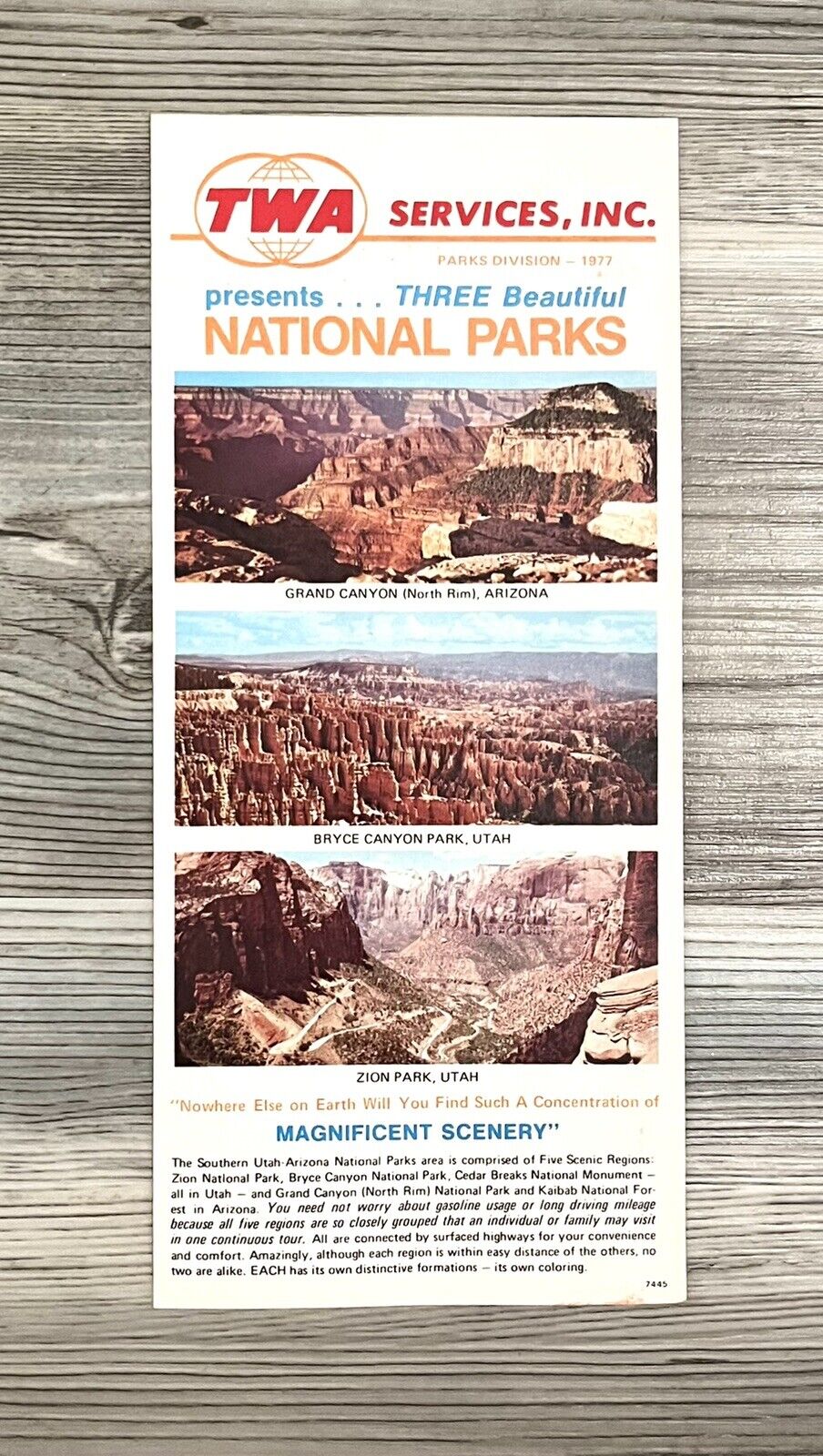 Vintage TWA Trans World Airlines National Parks Brochure Bryce Zion Grand Canyon