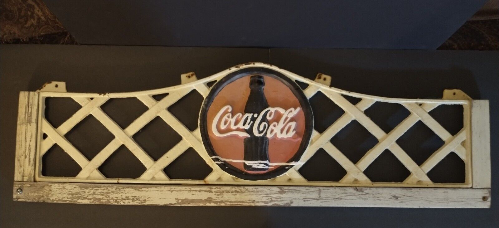 Antique Coke Cola Cast Iron Sign Soda Fountain Bench Back Pre War 1930s 1940s