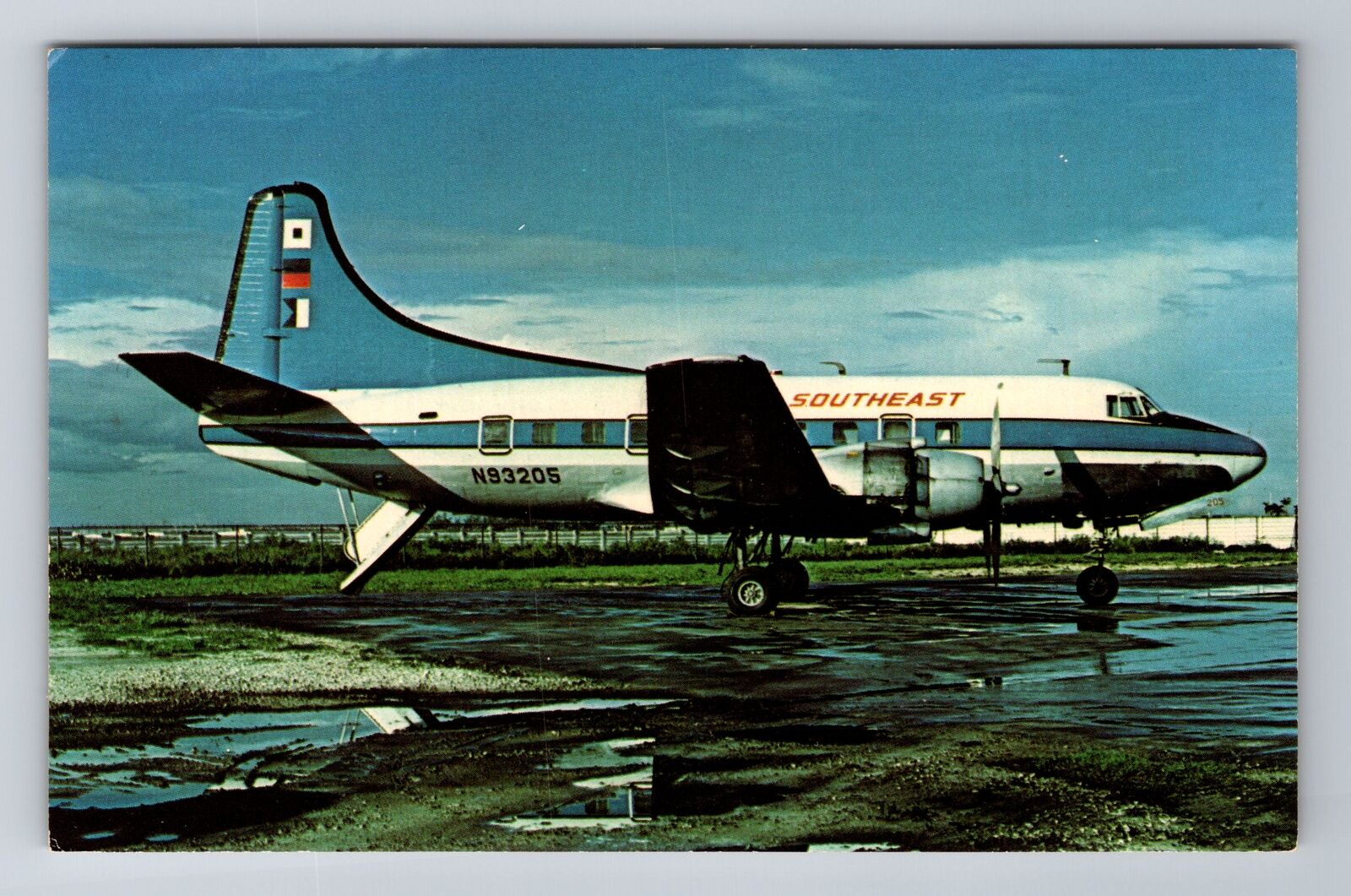 Southeast Airlines Martin 2-0-2A, Airplane, Transportation, Vintage Postcard