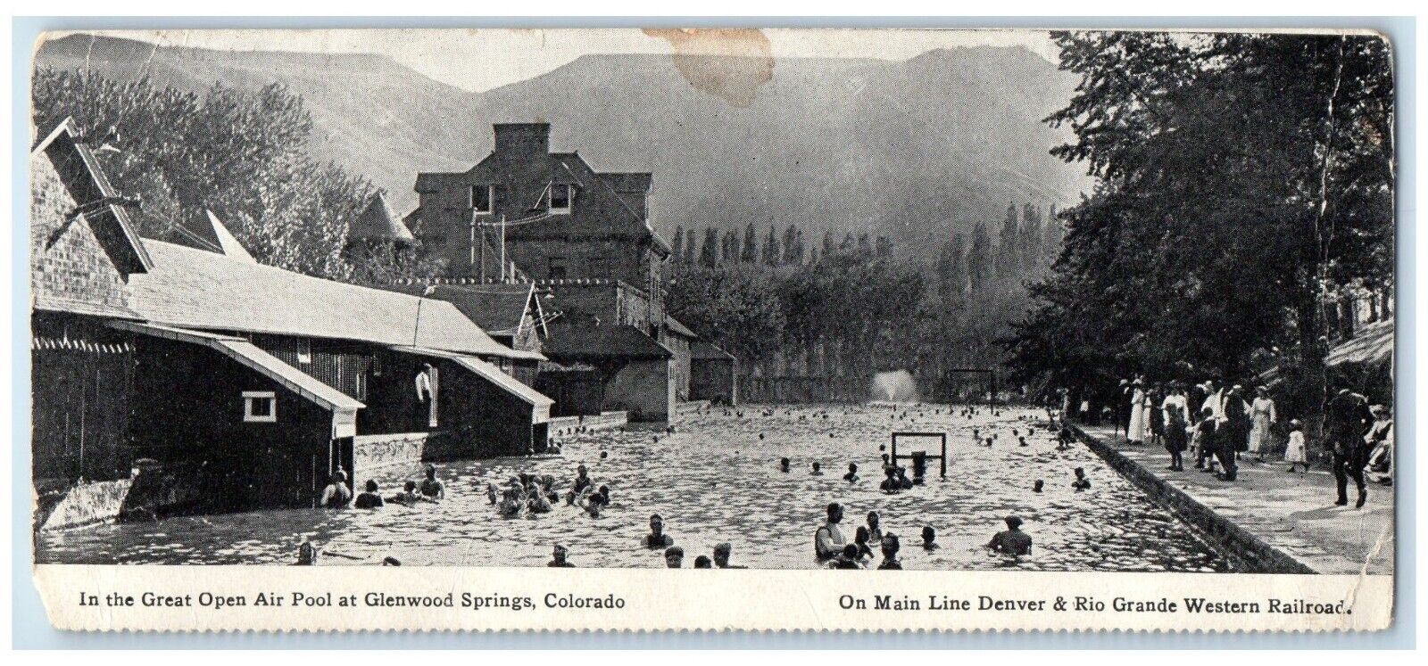 c1910 Great Open Air Pool Exterior Building Hotel Glenwood Colorado CO Postcard
