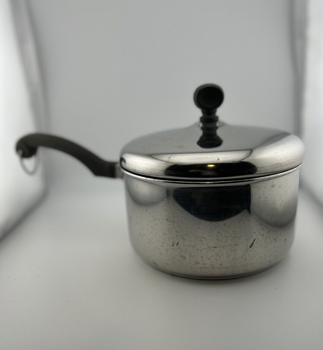 Vintage Farberware 2 QT Aluminum Clad Stainless Sauce Pan Pot with Lid, kitchen