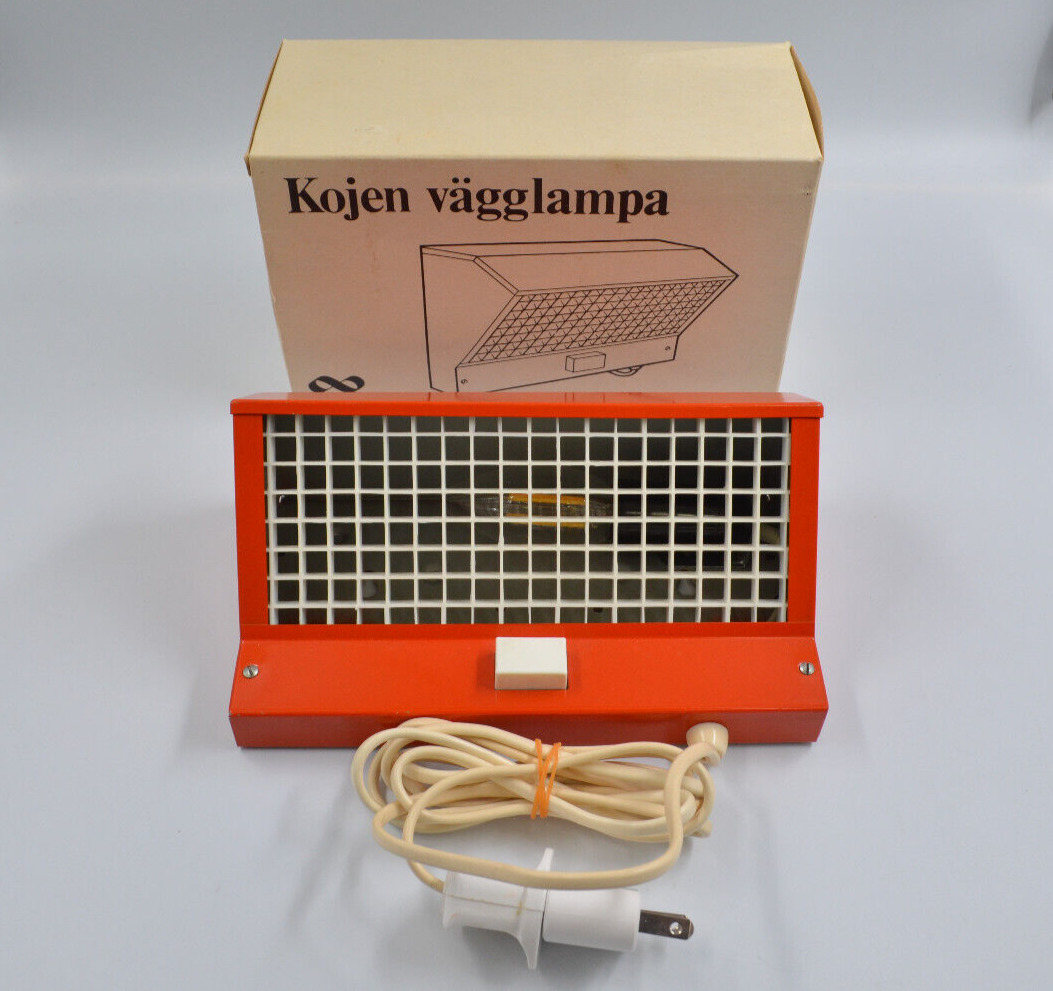 Boxed Original Hans Agne Jakobsson Elidus Light Lamp Orange Vintage 1970 Working
