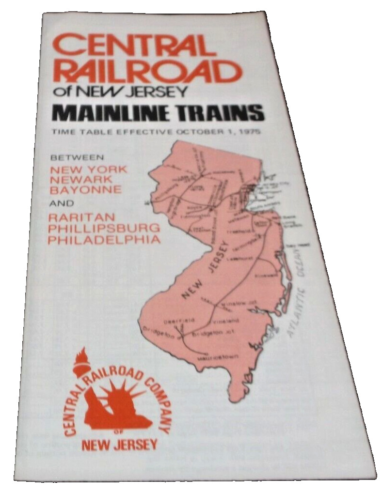 OCTOBER 1975 CNJ CENTRAL OF NEW JERSEY MAINLINE TRAINS PUBLIC TIMETABLE