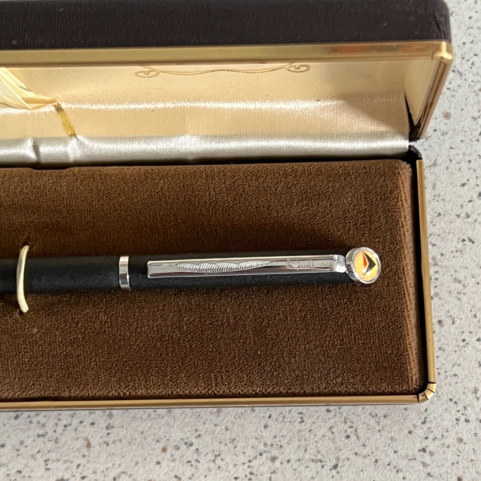 Delta Airlines Employee Award Pen Vintage Quill Ballpoint Pen Black Silver