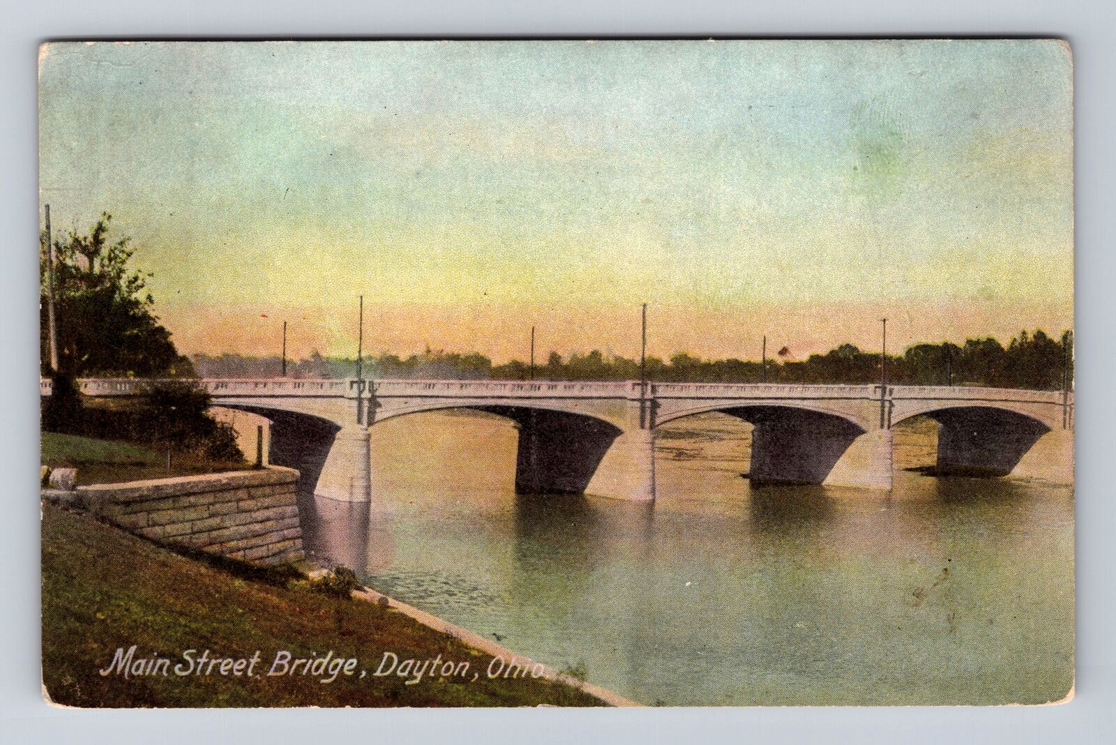 Dayton OH-Ohio, Main Street Bridge, Antique, Vintage Souvenir Postcard