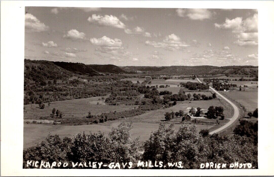 Real Photo Postcard Kickapoo Valley in Gays Mills, Wisconsin