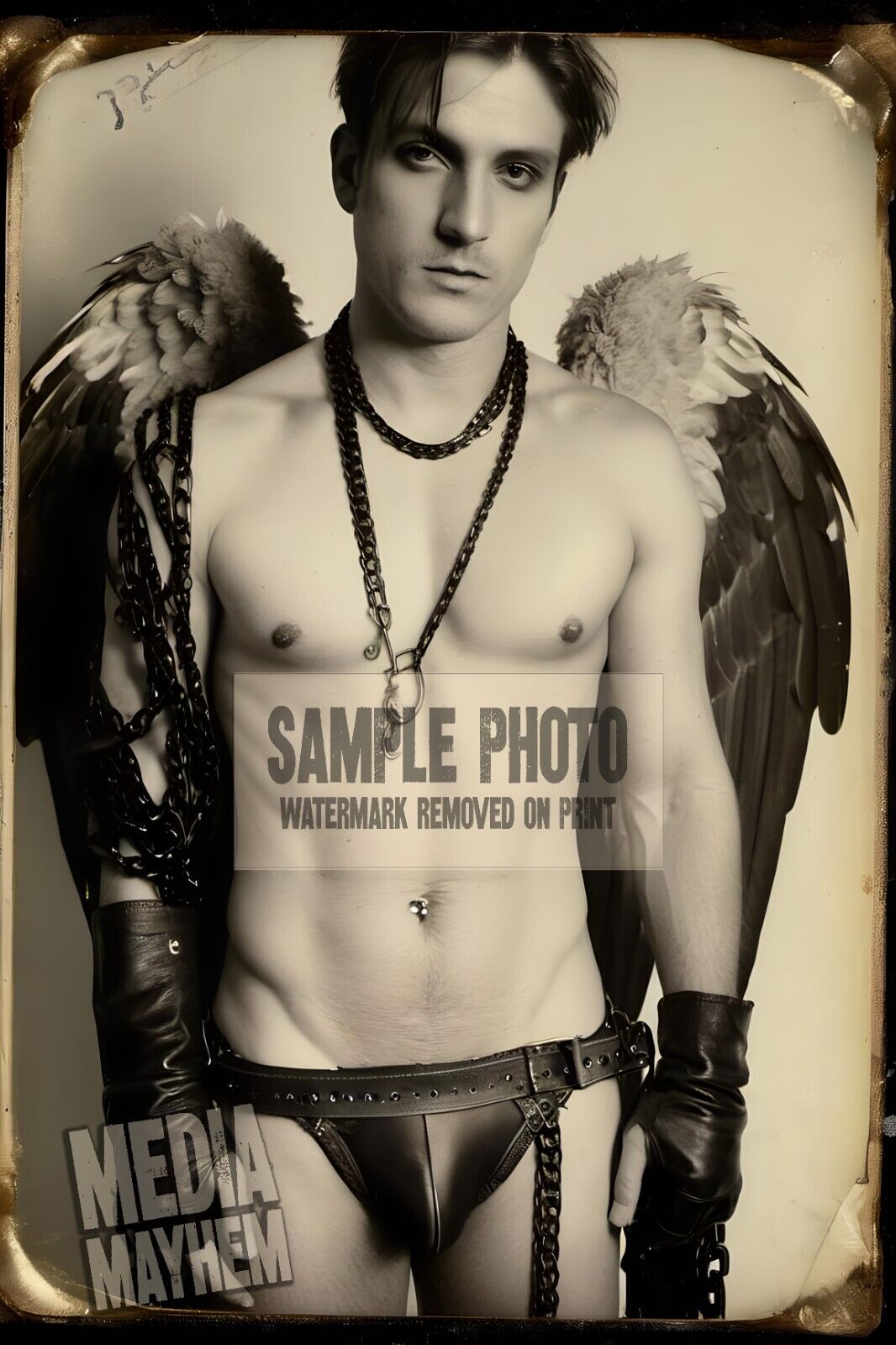 Leather Angel Man Eyeliner Print 4x6 Gay Interest Photo #381