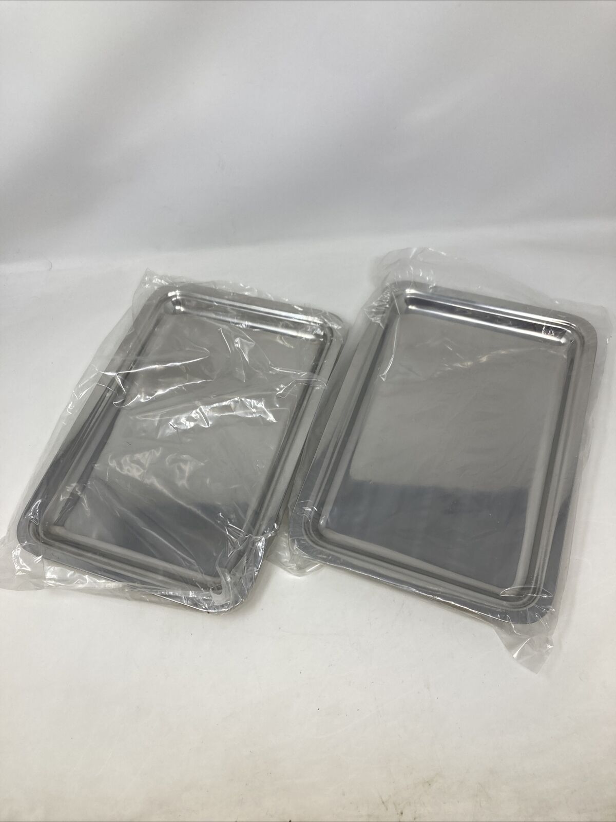 Delta Airlines small 2-pack rectangular 12x8 stainless steel serving trays new