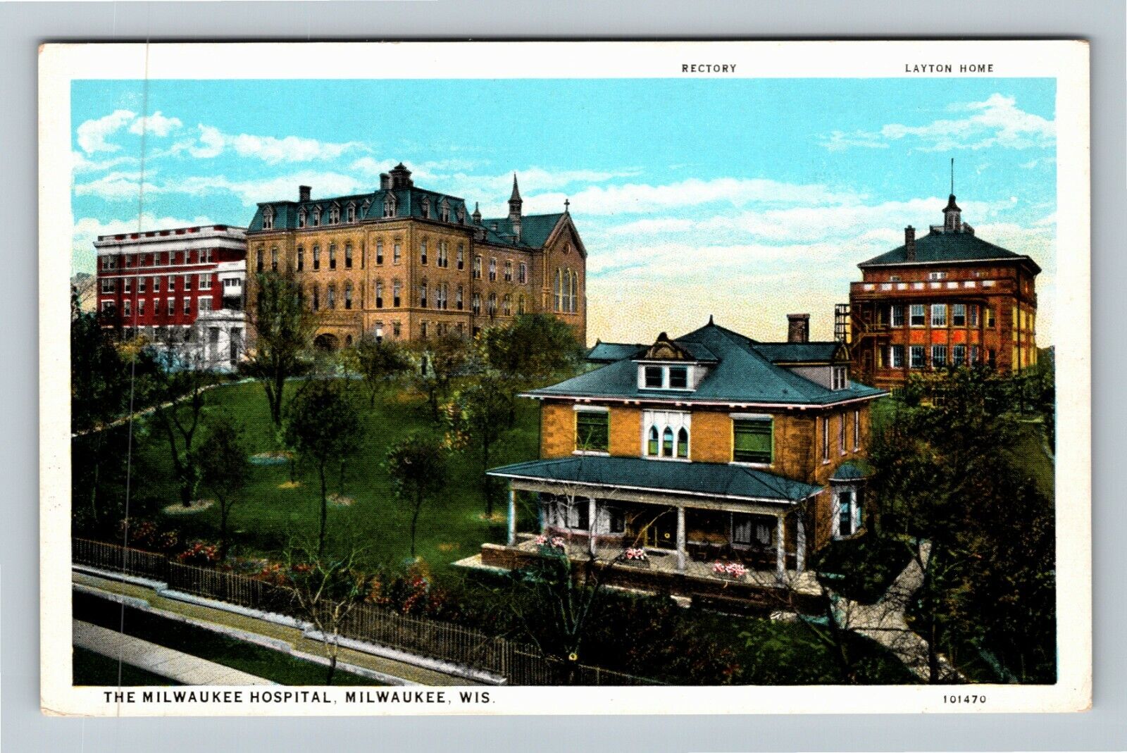 Milwaukee WI-Wisconsin, The Milwaukee Hospital, Grounds Vintage Postcard