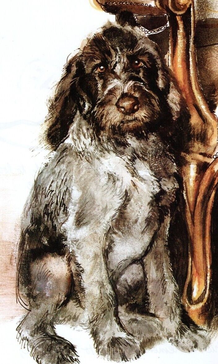 German Wirehaired Pointer - CUSTOM MATTED - Vintage Dog Art Print - Poortvliet