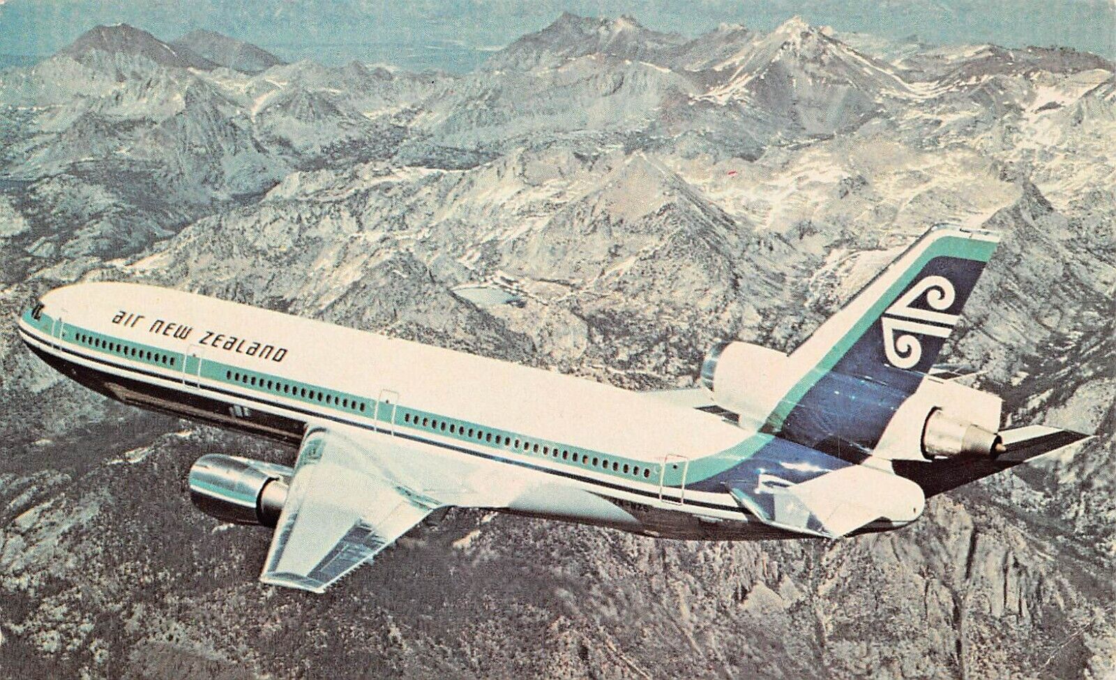 Air New Zealand Airline Advertising McDonnell Douglas DC-10 Jet Vtg Postcard X3