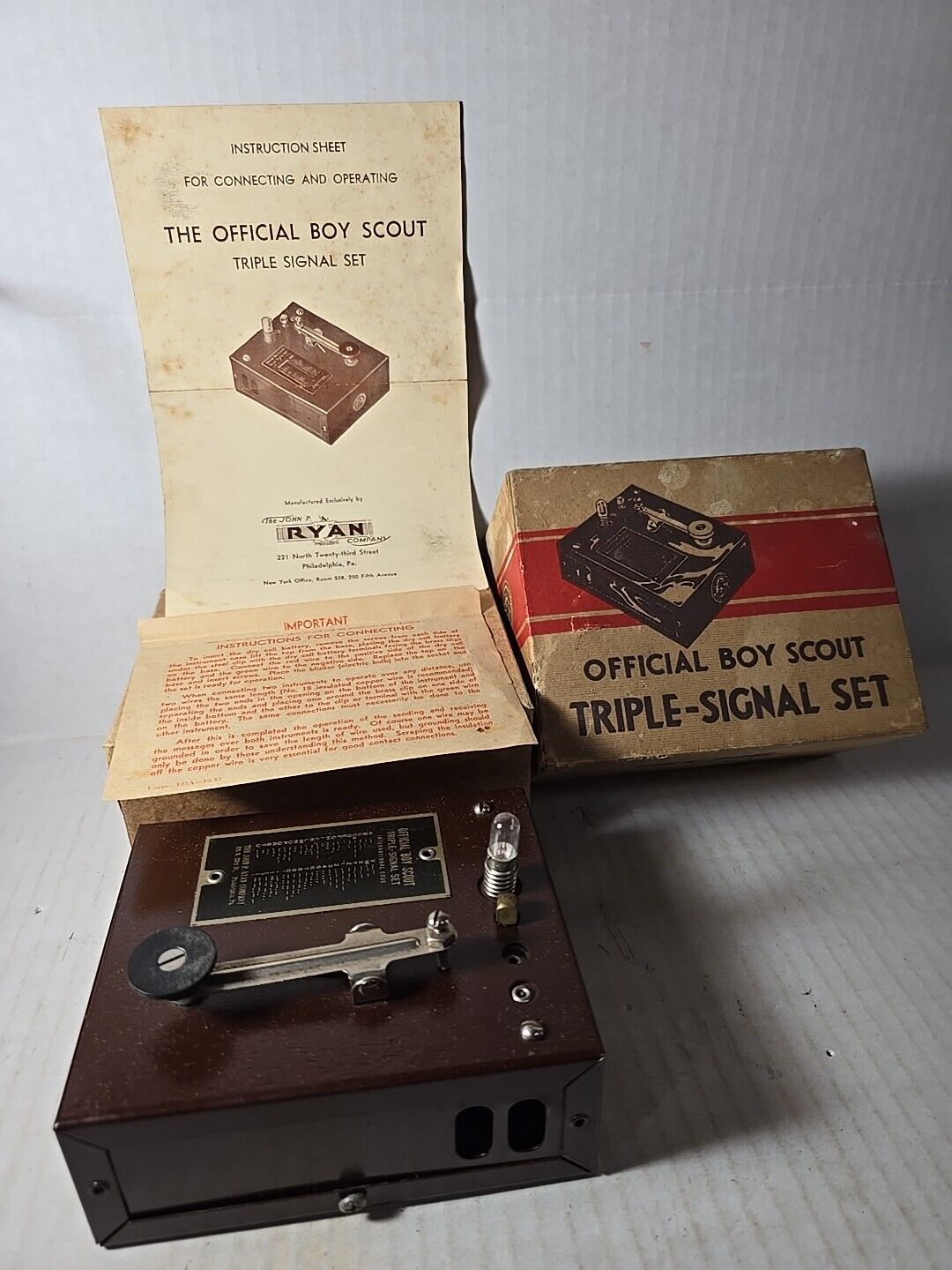 Vintage Official Boy Scout Triple Signal Set Original Box Vintage BSA