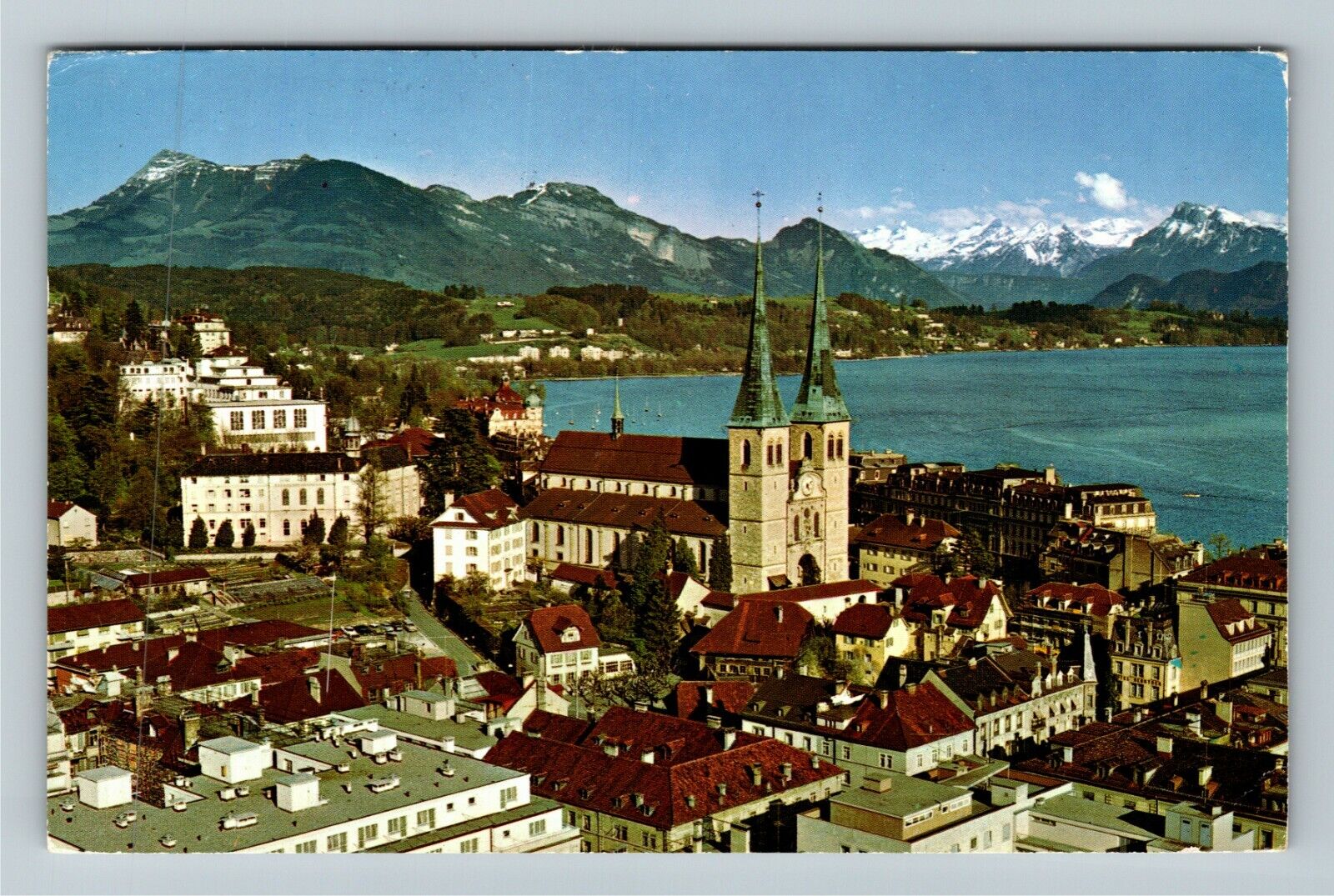 CH-Switzerland Luzern mit Rigi Alpen Mountains Scenery c1970 Vintage Postcard