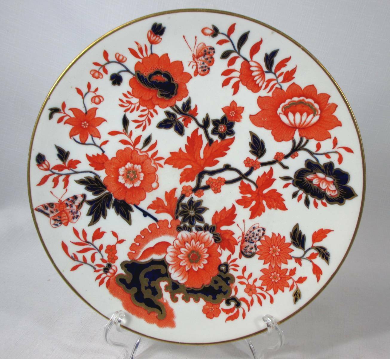STAFFORDSHIRE FLORAL & BUTTERFLY CHINOISERIE STYLE CABINET PLATE 9\