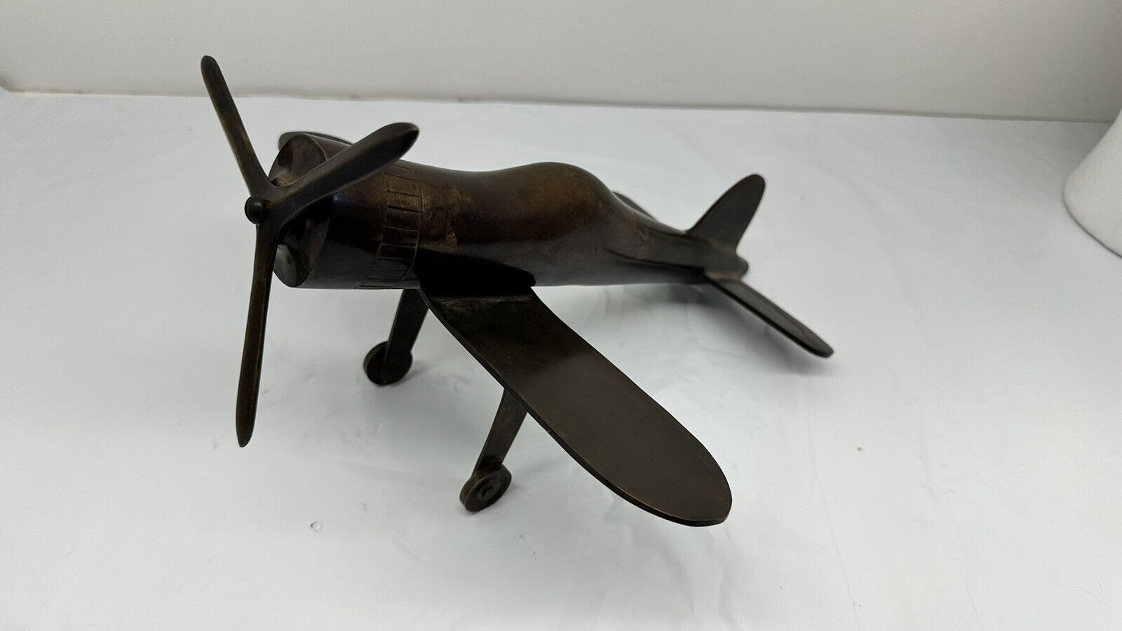  WWII FIGHTER PLANE Bronze Brass-Like HEAVY British Spitfire German Focke-Wulf
