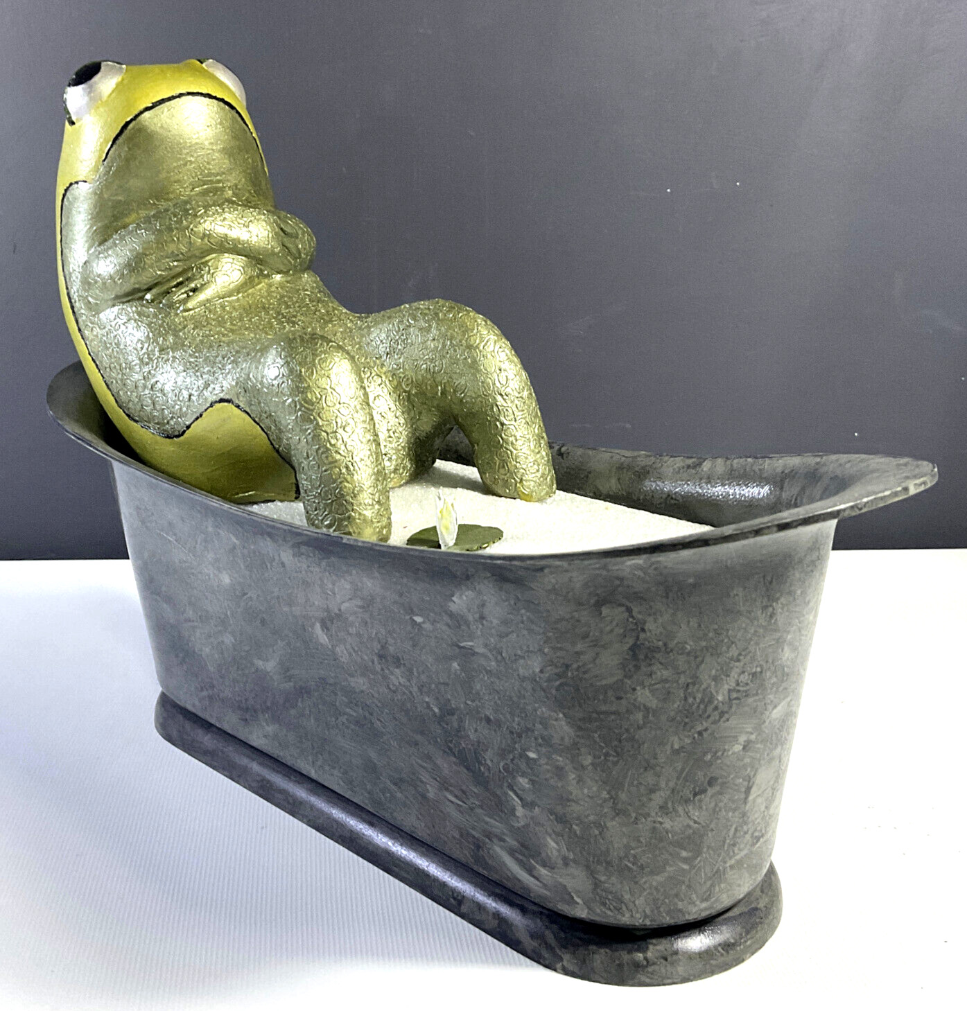 Frog in Contemplation in Bathtub Sculpture by Ken Beerbohn