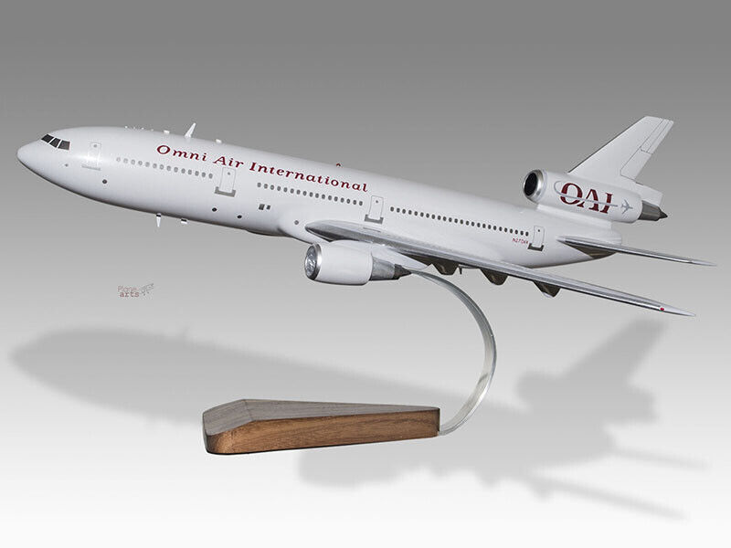 McDonnell Douglas DC-10-30 Omni Air International Handcrafted Wood Display Model