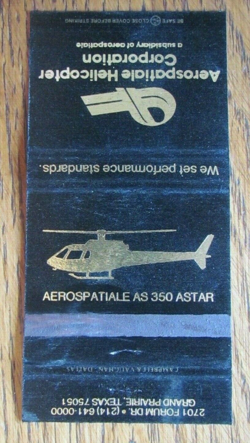 AEROSPATIALE AS 350 ASTAR (GRAND PRAIRIE, TEXAS) MATCHBOOK MATCHCOVER -F28