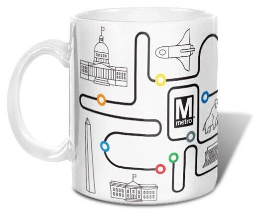 WMATA Washington DC Metro Metrorail Line Stops Coffee Mug - NEW