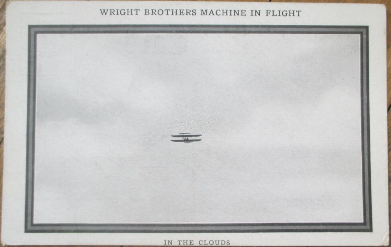 Wright Brothers Airplane 1910 Aviation Postcard, Flier Machine in Flight