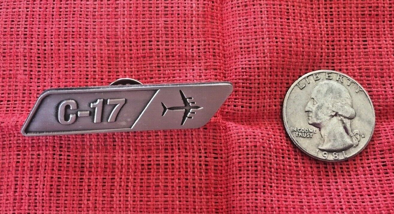 C-17 Boeing Globemaster Aircraft Tie Hat Lapel Silver Tone Embossed Pin USAF NEW