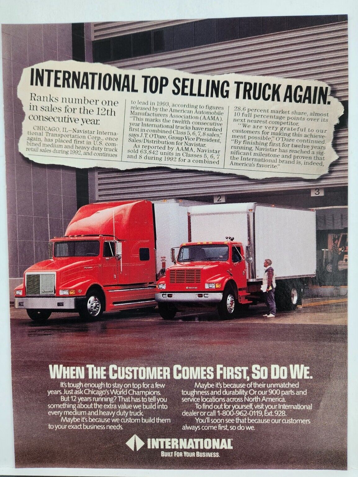 1993 International Truck Navistar Chicago Bulls World Champions Print Ad Art